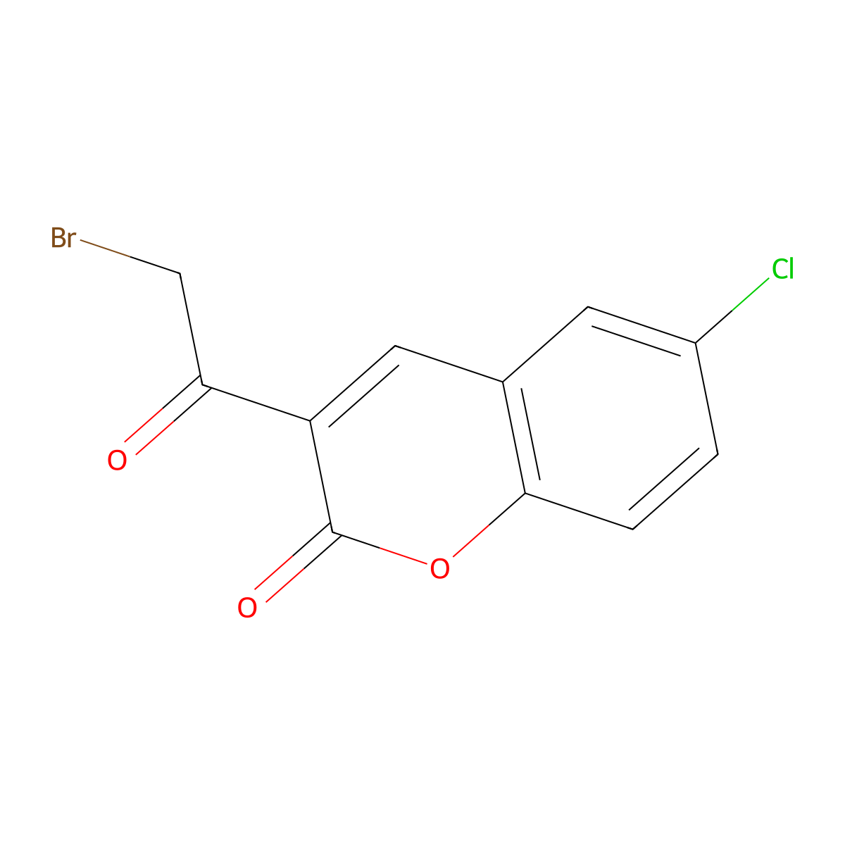 2H-1-Benzopyran-2-one, 3-(bromoacetyl)-6-chloro- molecular structure, CAS 106577-99-5