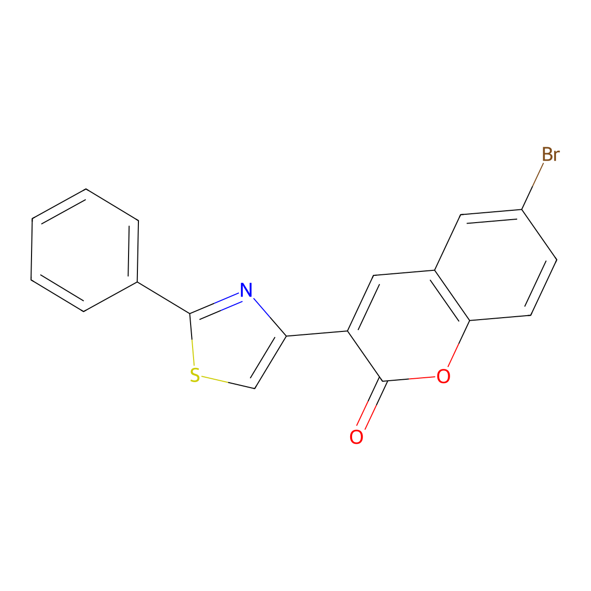 6-bromo-3-(2-phenyl-1,3-thiazol-4-yl)-2H-chromen-2-one molecular structure, CAS 106578-11-4