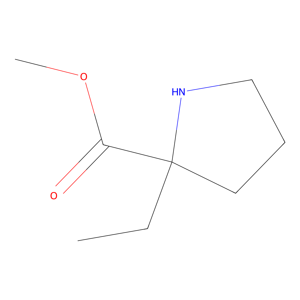 Methyl 2-ethylpyrrolidine-2-carboxylate molecular structure, CAS 1065848-50-1
