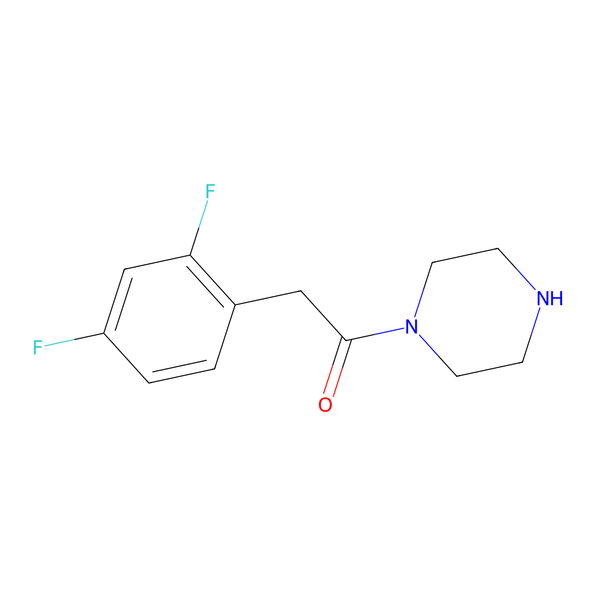 2-(2,4-Difluorophenyl)-1-(piperazin-1-yl)ethan-1-one molecular structure, CAS 1065849-35-5
