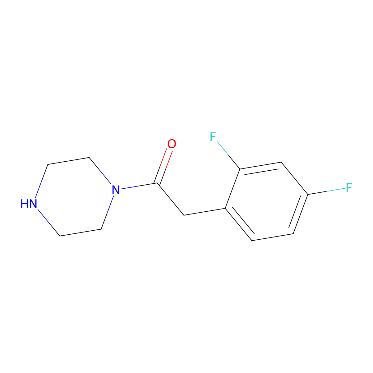 2-(2,4-Difluorophenyl)-1-(piperazin-1-yl)ethan-1-one molecular structure, CAS 1065849-35-5