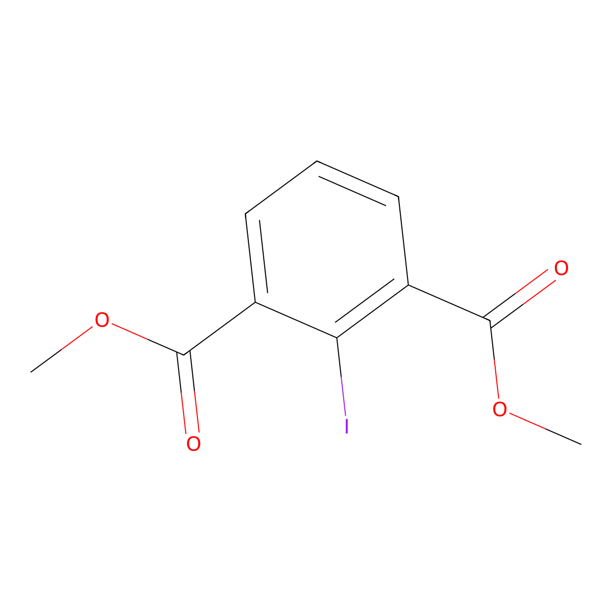 Dimethyl 2-iodobenzene-1,3-dicarboxylate molecular structure, CAS 106589-18-8