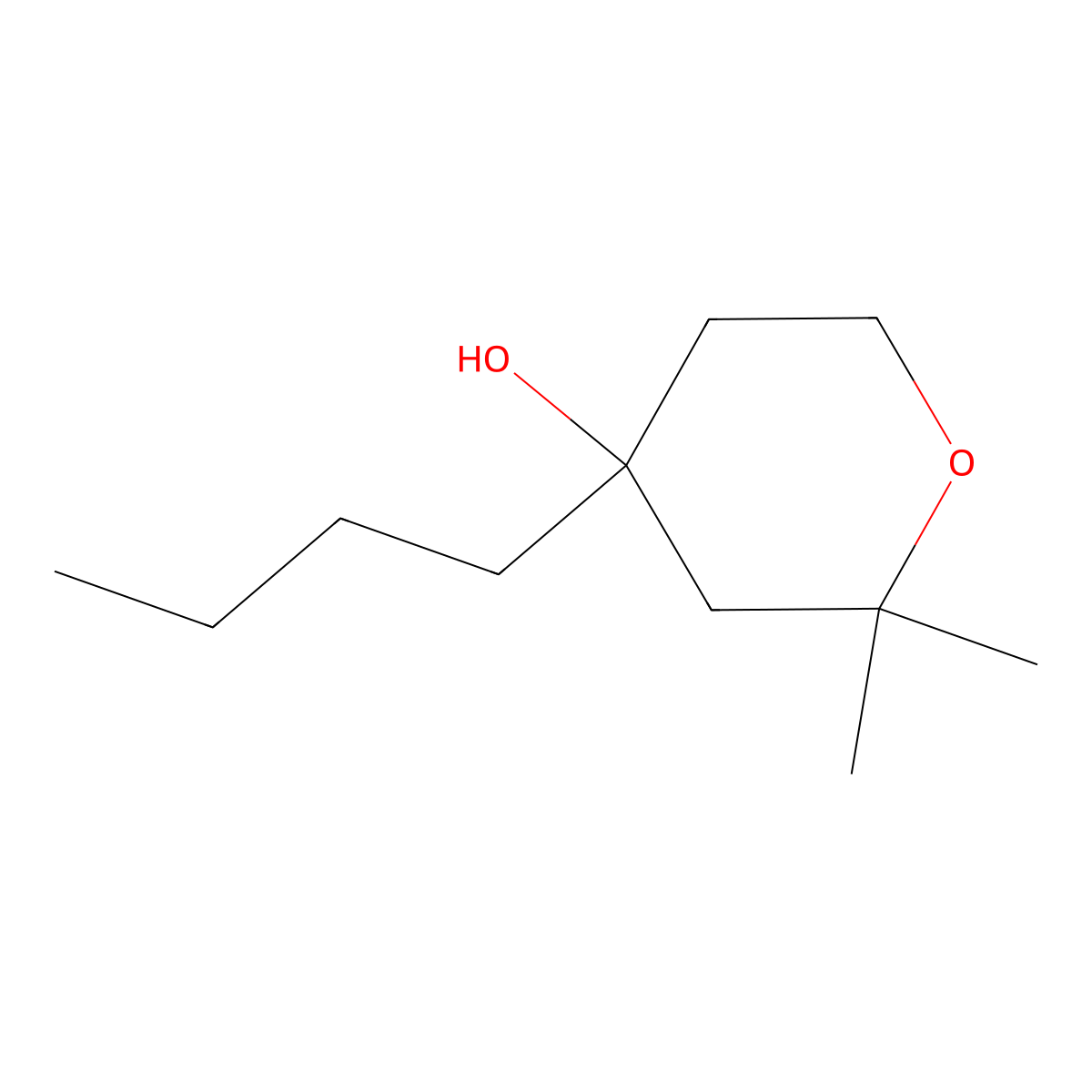 4-butyl-2,2-dimethyltetrahydro-2H-pyran-4-ol molecular structure, CAS 106594-60-9