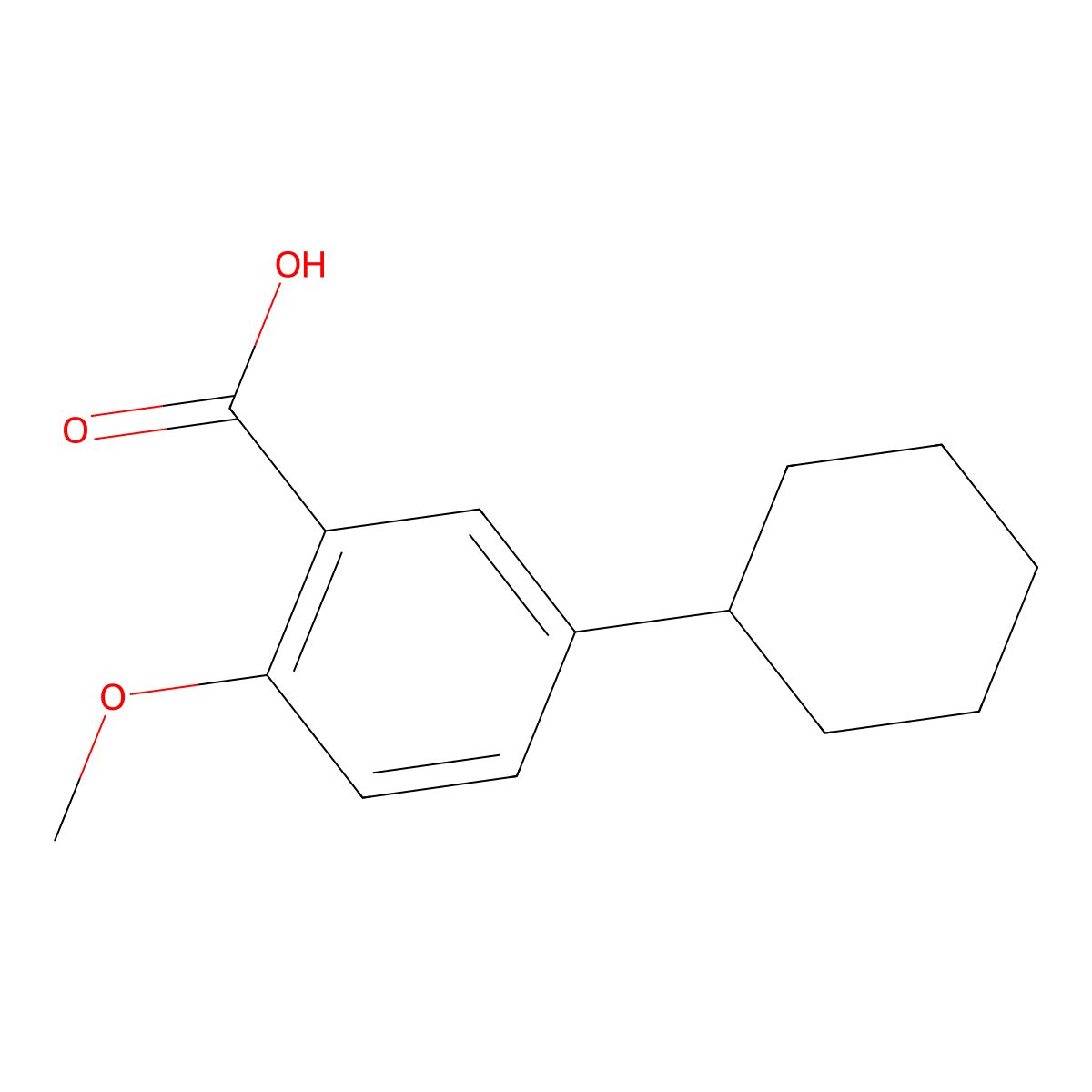 5-Cyclohexyl-2-methoxybenzoic acid molecular structure, CAS 106596-75-2