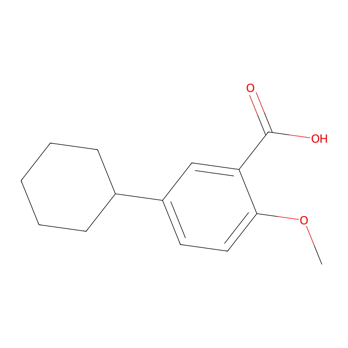 5-Cyclohexyl-2-methoxybenzoic acid molecular structure, CAS 106596-75-2