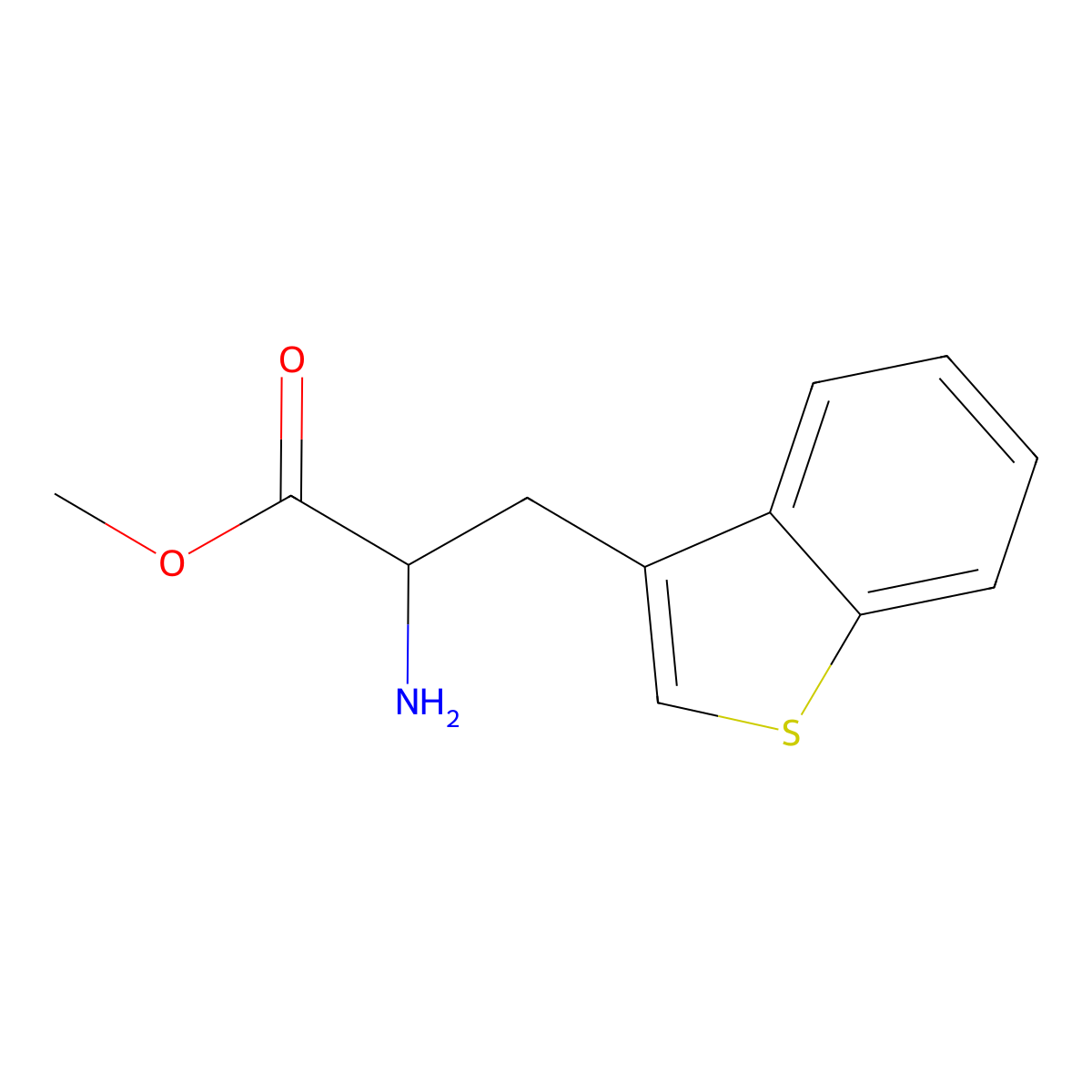 Methyl 2-amino-3-(benzo[b]thiophen-3-yl)propanoate molecular structure, CAS 106613-39-2