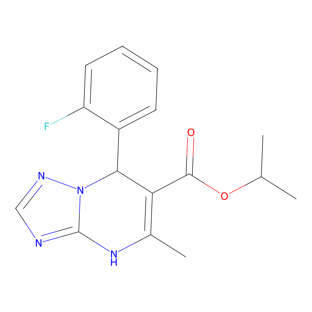 Isopropyl 7-(2-fluorophenyl)-5-methyl-4,7-dihydro-[1,2,4]triazolo[1,5-a]pyrimidine-6-carboxylate molecular structure, CAS 106614-15-7