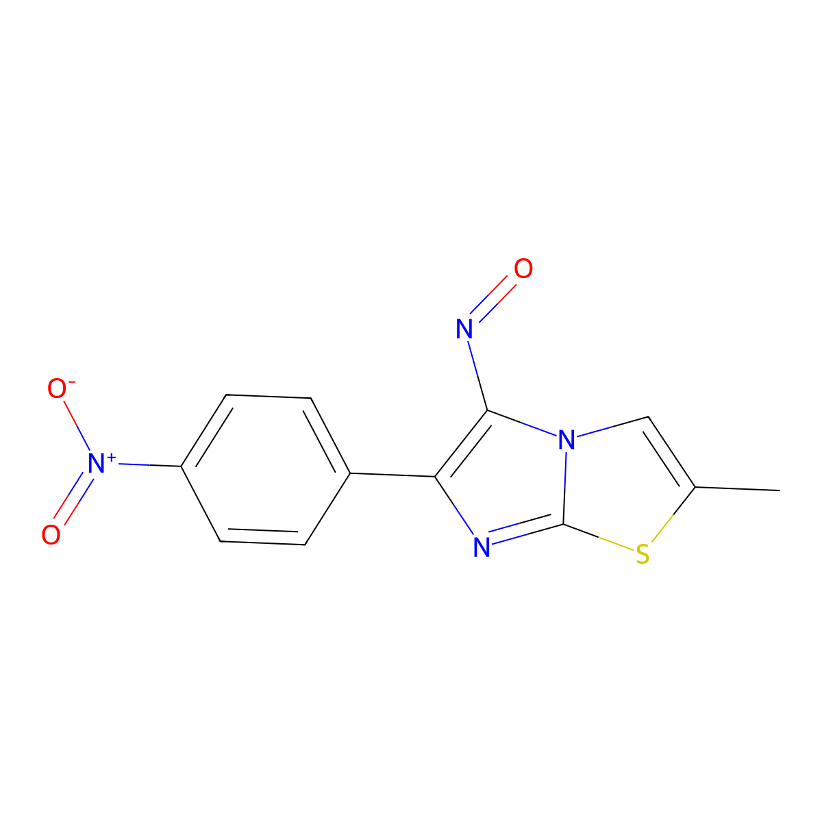 Imidazo(2,1-b)thiazole, 2-methyl-6-(p-nitrophenyl)-5-nitroso- molecular structure, CAS 106636-46-8