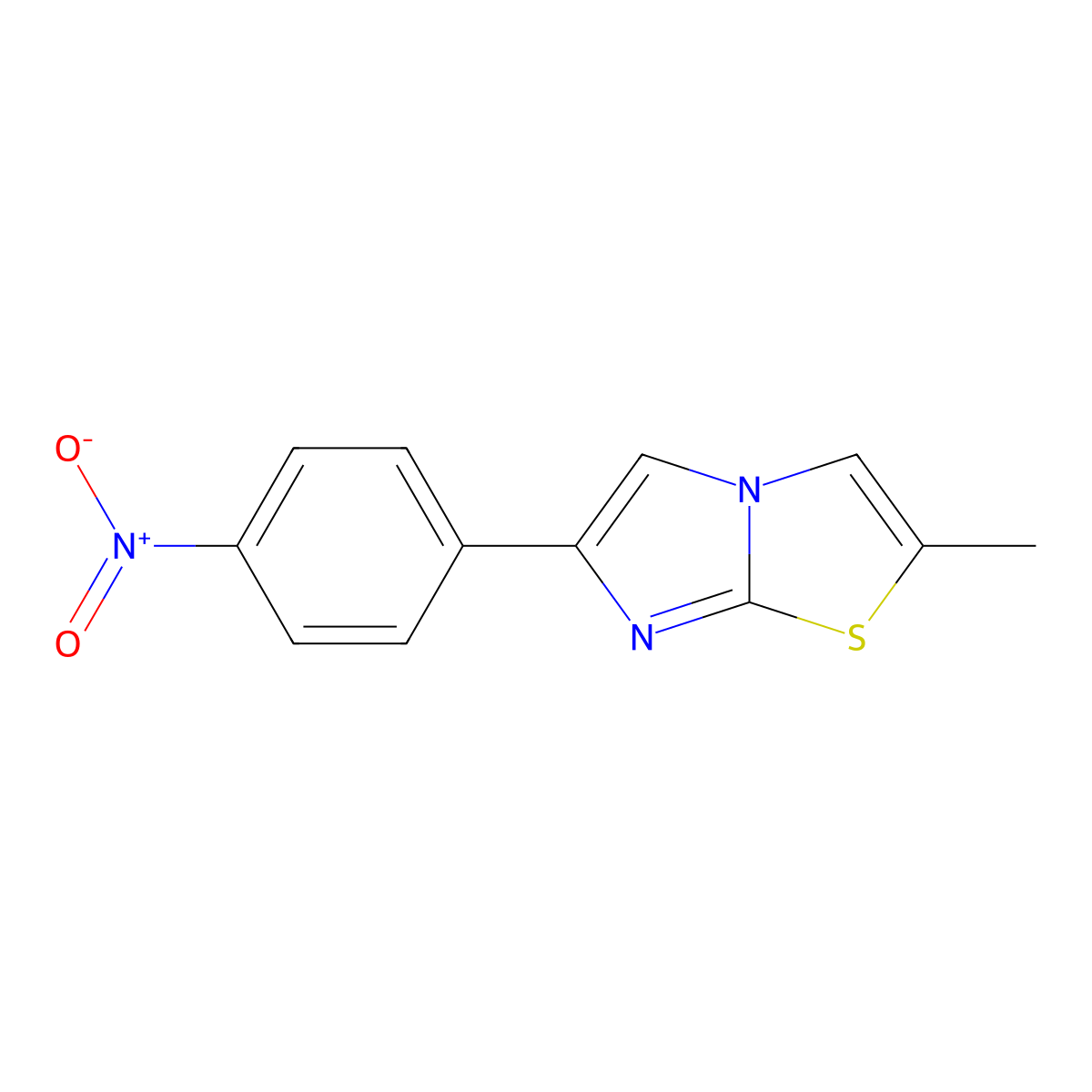 Imidazo[2,1-b]thiazole, 2-methyl-6-(4-nitrophenyl)- molecular structure, CAS 106636-47-9