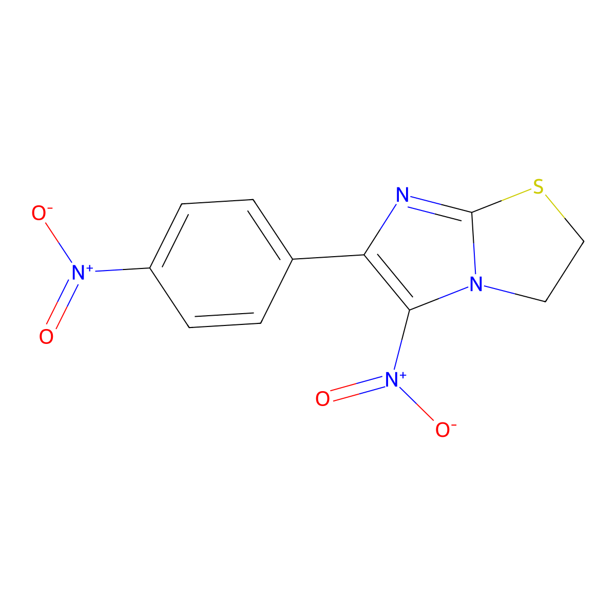 2,3-Dihydro-5-nitro-6-(4-nitrophenyl)imidazo(2,1-b)thiazole molecular structure, CAS 106636-48-0