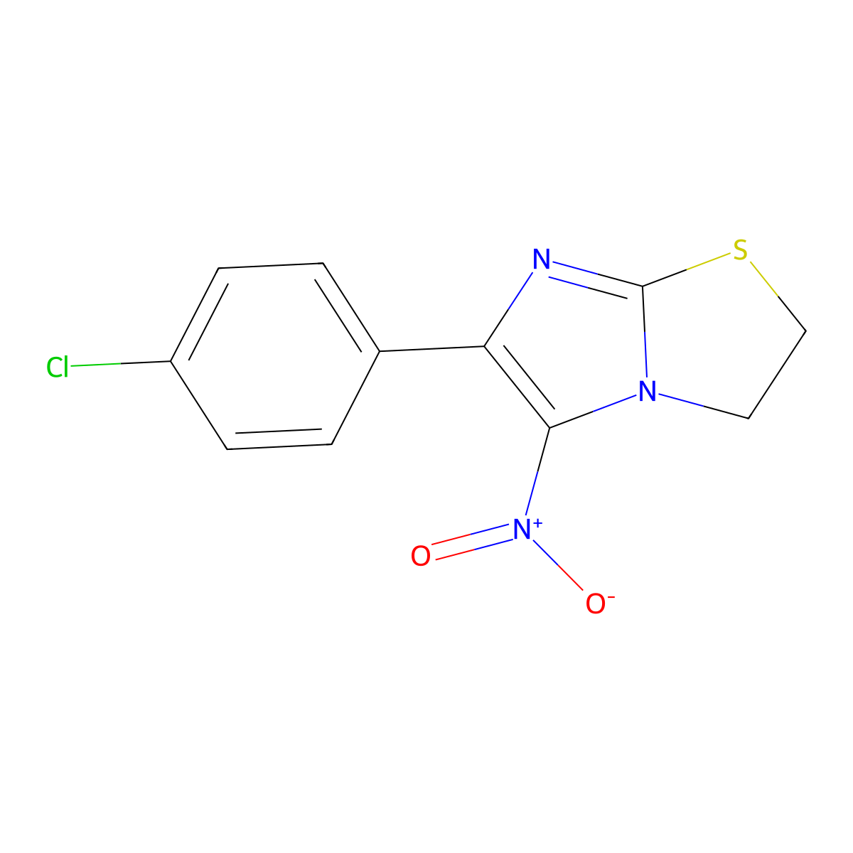 Imidazo(2,1-b)thiazole, 2,3-dihydro-6-(p-chlorophenyl)-5-nitro- molecular structure, CAS 106636-49-1