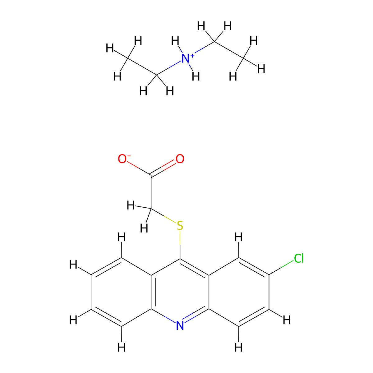 Acetic acid, ((2-chloro-9-acridinyl)thio)-, compd. with N-ethylethanamine (1:1) molecular structure, CAS 106636-60-6
