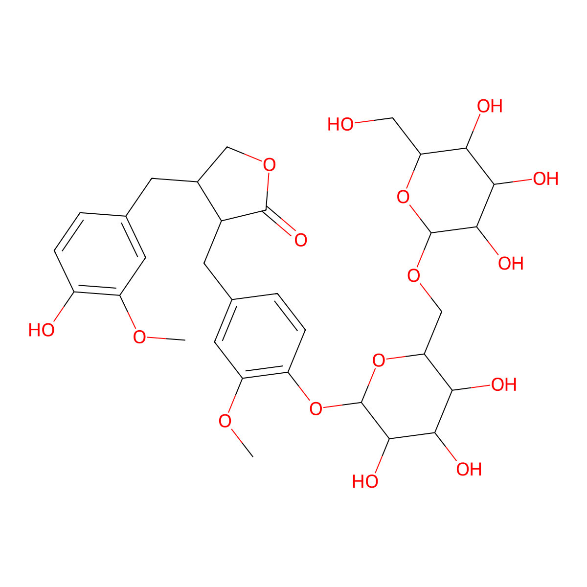 Matairesinol 4'-O-beta-gentiobioside molecular structure, CAS 106647-14-7