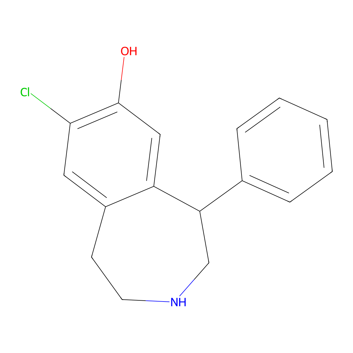 8-Chloro-2,3,4,5-tetrahydro-5-phenyl-1H-3-benzazepin-7-OL-(5R) molecular structure, CAS 106648-57-1