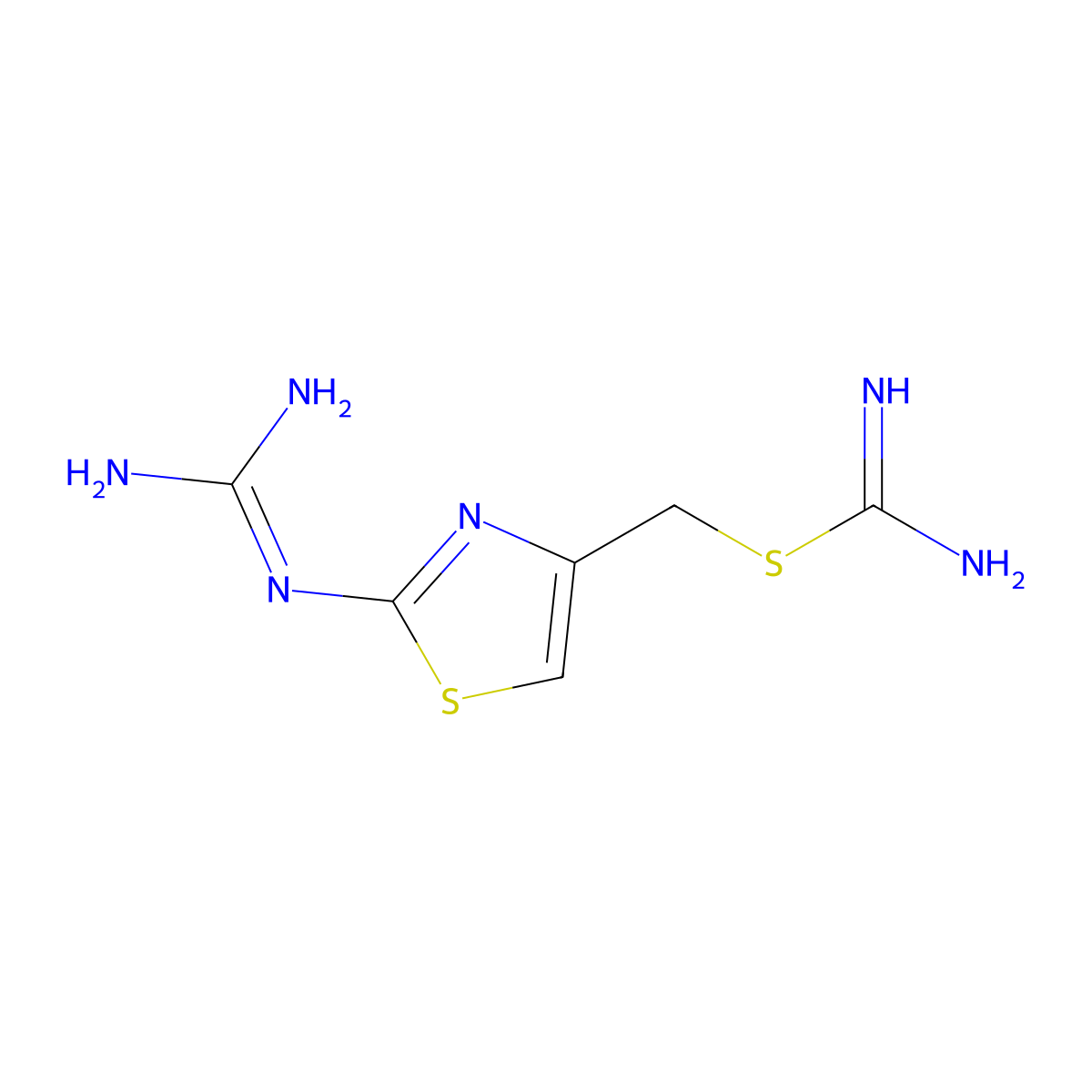 (2-((Diaminomethylidene)amino)thiazol-4-yl)methyl carbamimidothioate molecular structure, CAS 106649-96-1