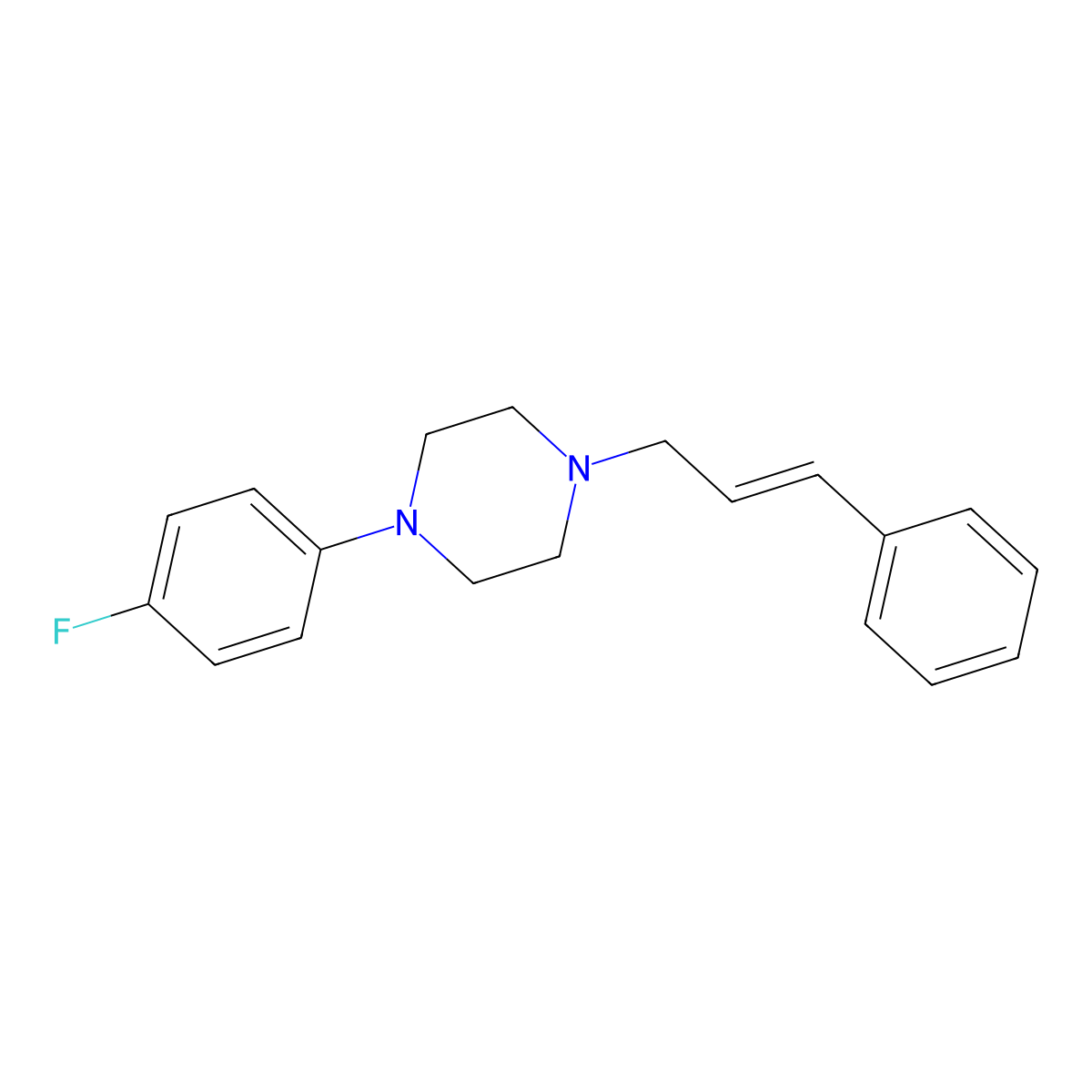 1-(4-Fluorophenyl)-4-(3-phenylprop-2-en-1-yl)piperazine molecular structure, CAS 106649-97-2