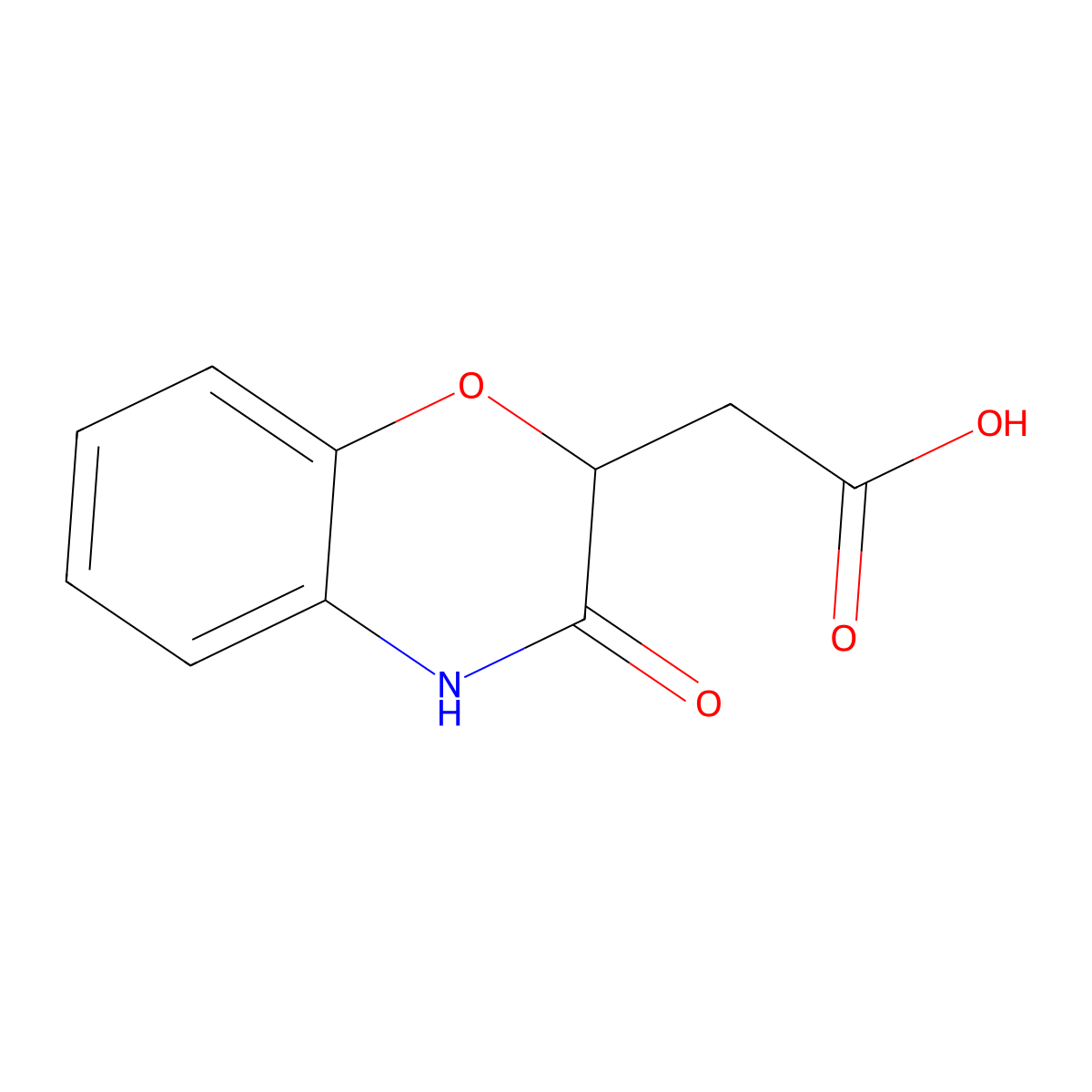 (3-Oxo-3,4-dihydro-2H-1,4-benzoxazin-2-yl)acetic acid molecular structure, CAS 106660-11-1