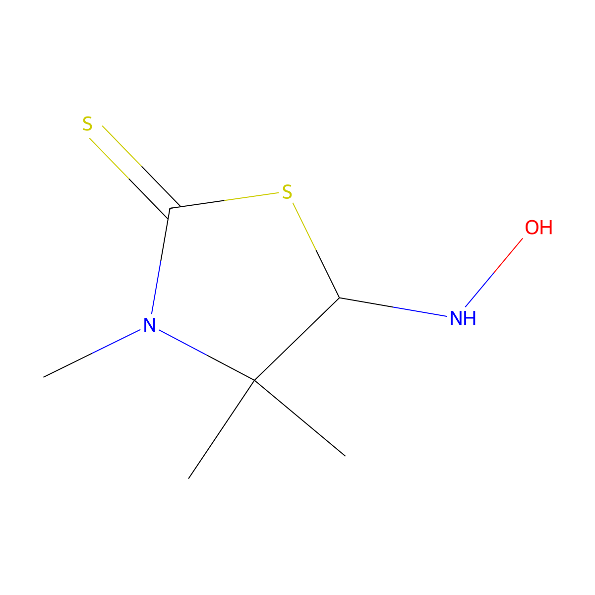 2-Thiazolidinethione, 5-(hydroxyamino)-3,4,4-trimethyl- molecular structure, CAS 106663-00-7