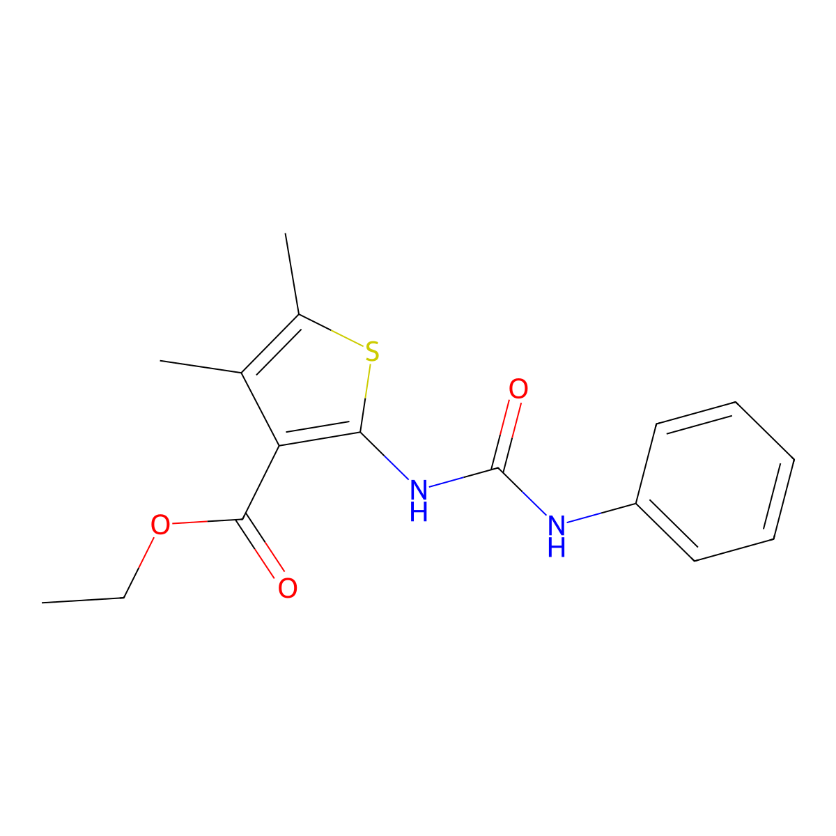 Ethyl 2-[(anilinocarbonyl)amino]-4,5-dimethyl-3-thiophenecarboxylate molecular structure, CAS 106666-26-6