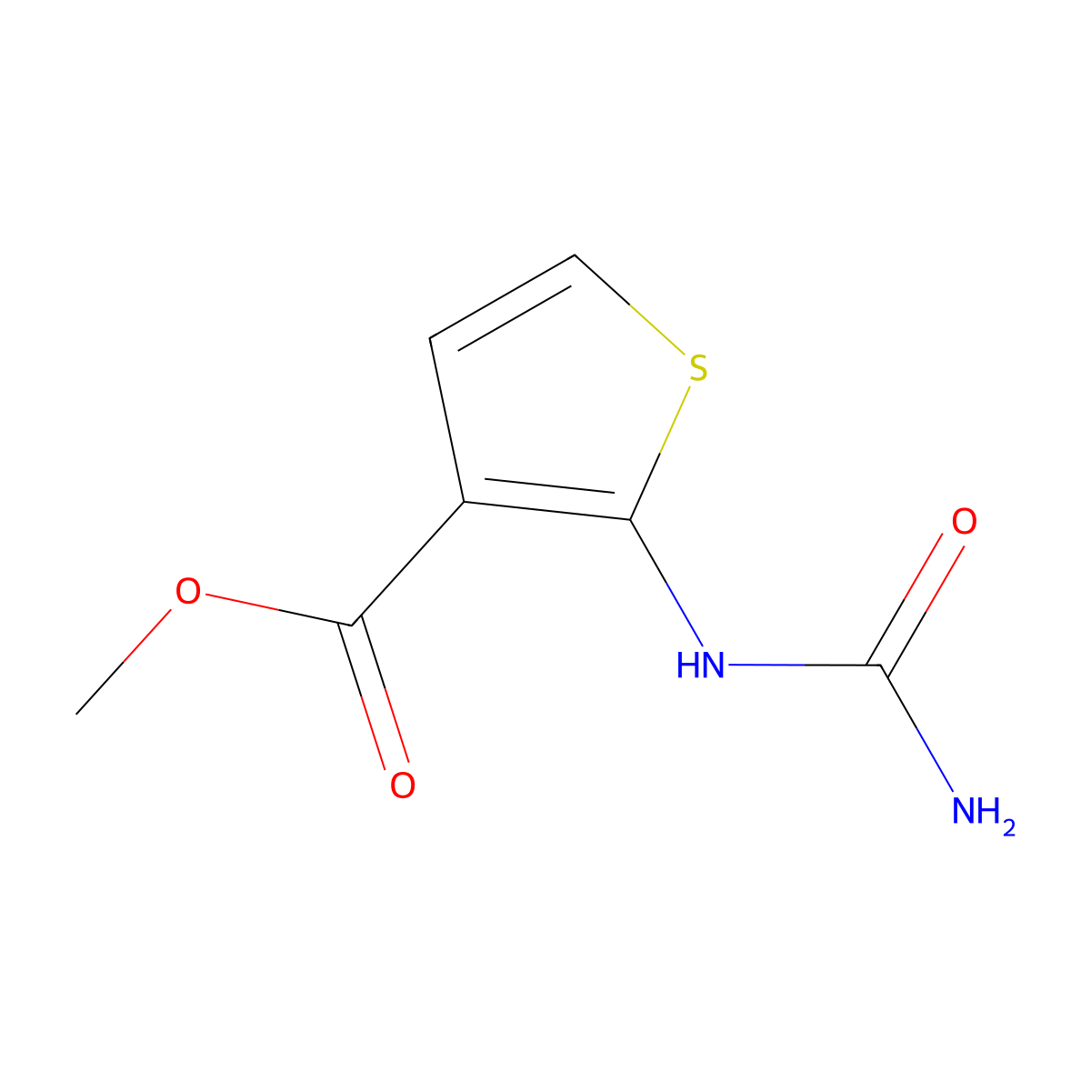 Methyl 2-(carbamoylamino)thiophene-3-carboxylate molecular structure, CAS 106666-44-8
