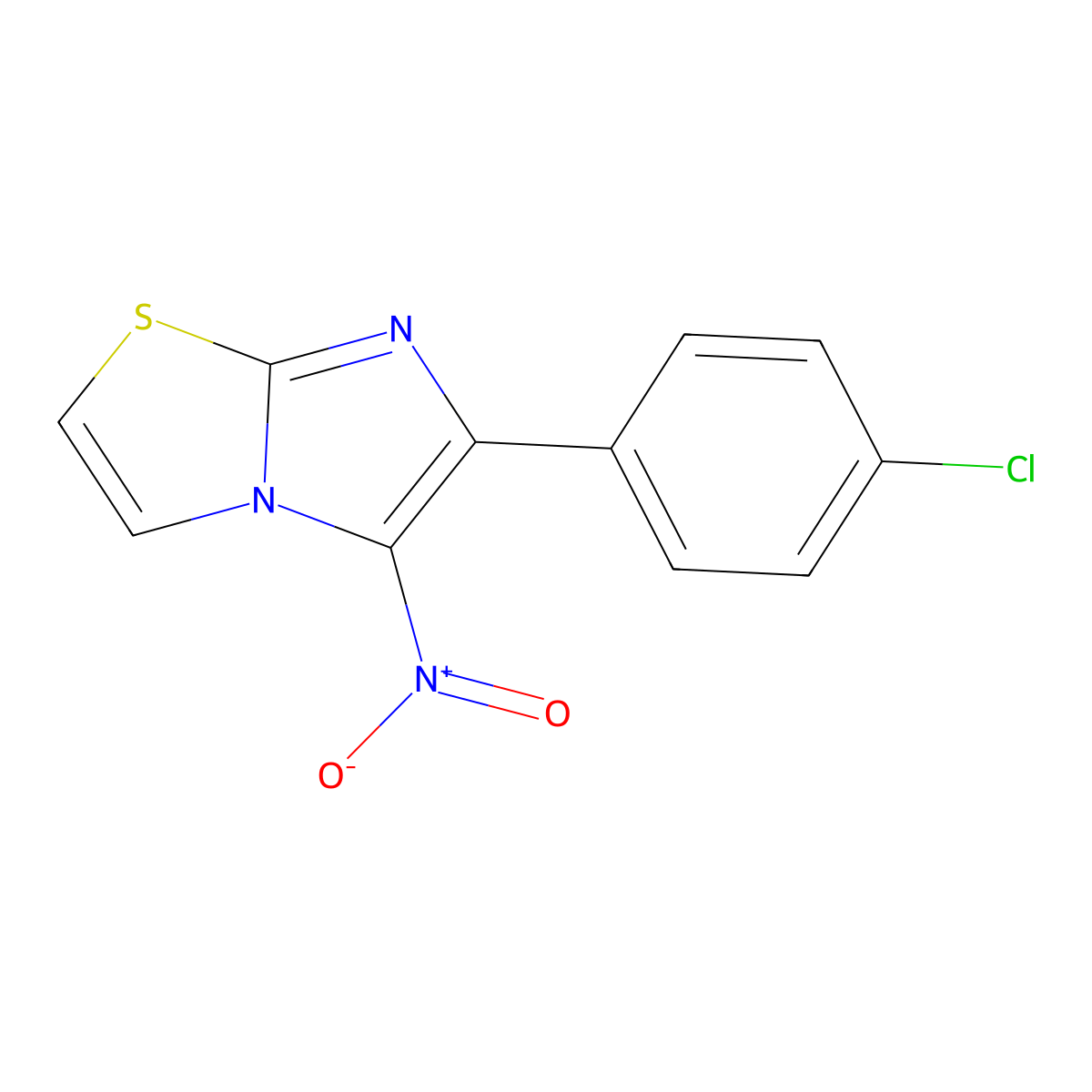 Imidazo(2,1-b)thiazole, 6-(p-chlorophenyl)-5-nitro- molecular structure, CAS 106671-89-0
