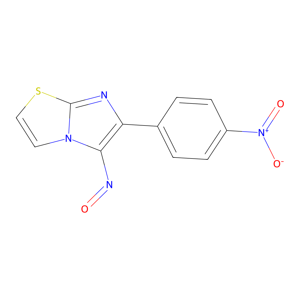 Imidazo(2,1-b)thiazole, 6-(p-nitrophenyl)-5-nitroso- molecular structure, CAS 106671-90-3