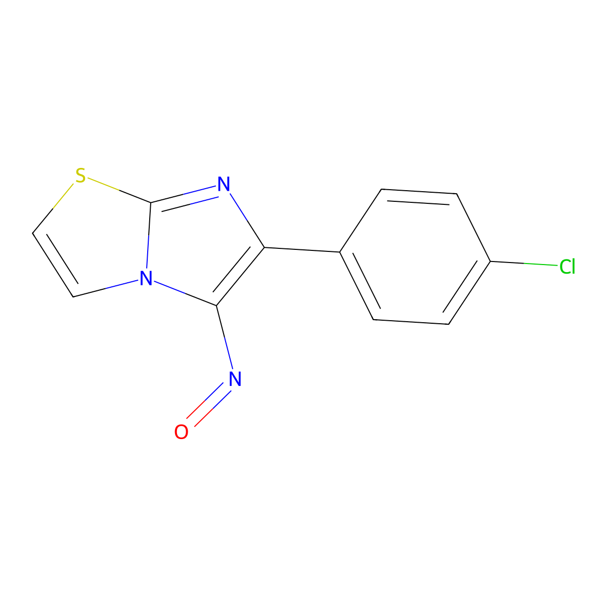Imidazo(2,1-b)thiazole, 6-(p-chlorophenyl)-5-nitroso- molecular structure, CAS 106671-91-4