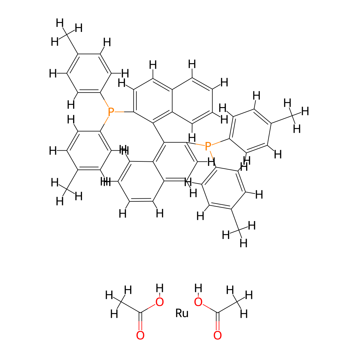 (S)-Ru(OAc)2(T-BINAP) molecular structure, CAS 106681-15-6