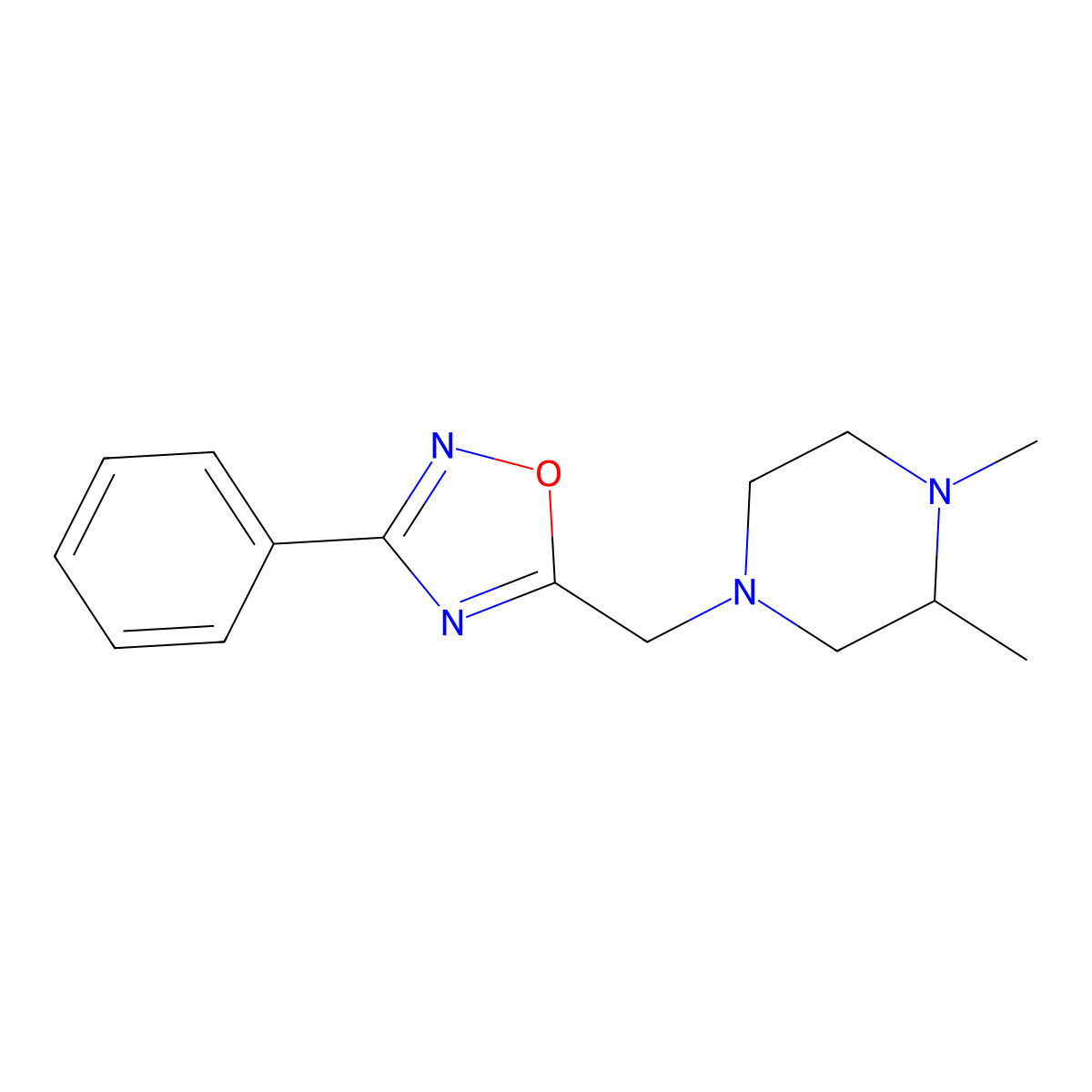 1,2-Dimethyl-4-[(3-phenyl-1,2,4-oxadiazol-5-YL)methyl]piperazine molecular structure, CAS 1066894-31-2