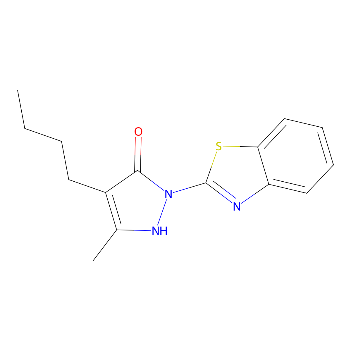 1-(1,3-benzothiazol-2-yl)-4-butyl-3-methyl-1H-pyrazol-5-ol molecular structure, CAS 106690-13-5