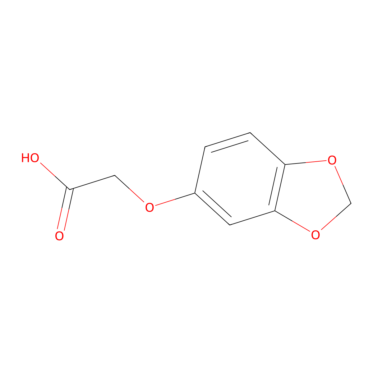 (1,3-Benzodioxol-5-yloxy)acetic acid molecular structure, CAS 106690-33-9