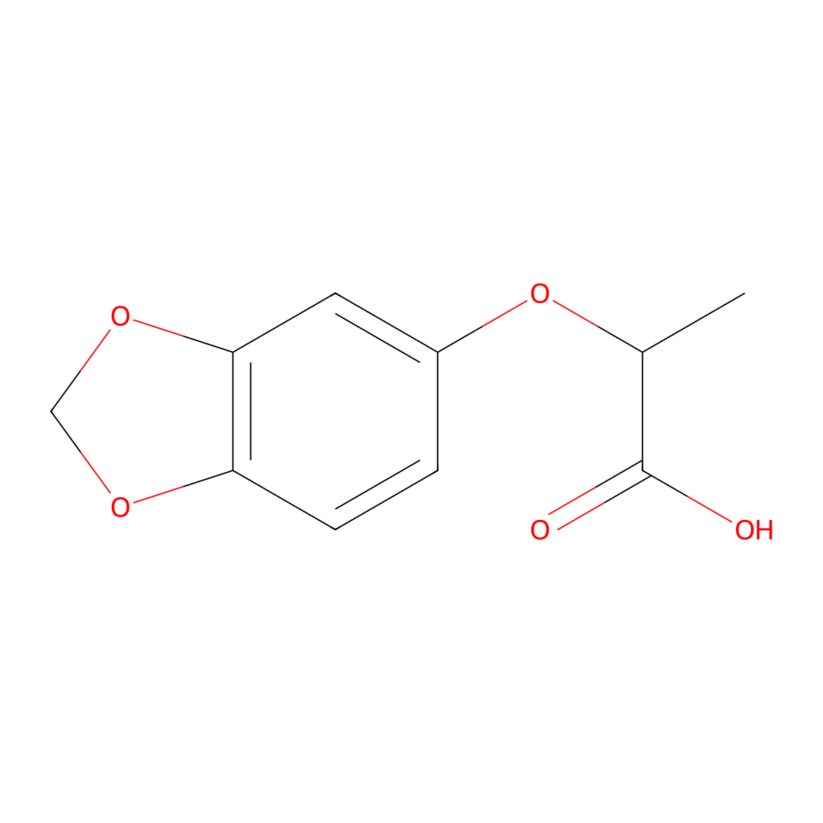 2-(1,3-Benzodioxol-5-yloxy)propanoic acid molecular structure, CAS 106690-34-0