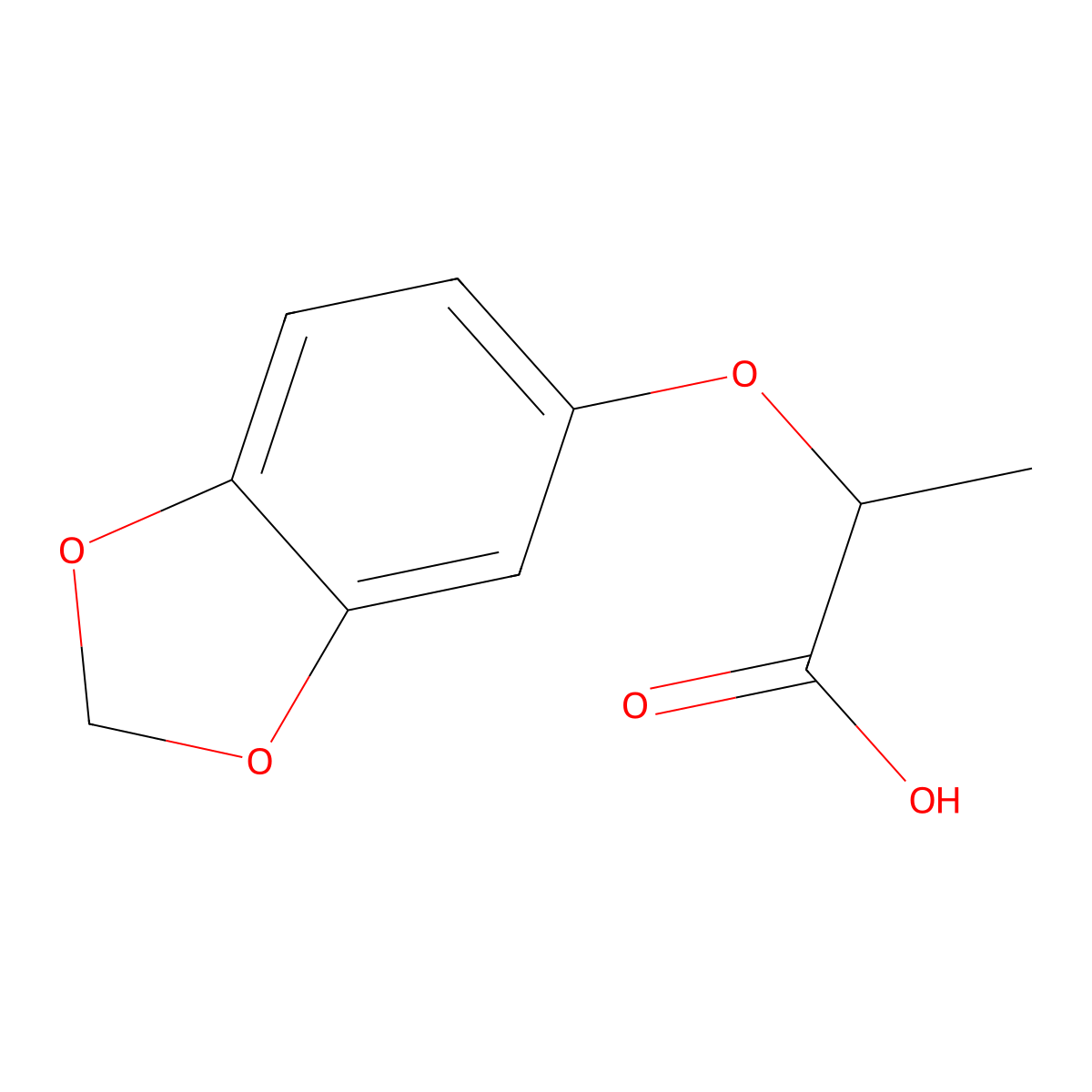 2-(1,3-Benzodioxol-5-yloxy)propanoic acid molecular structure, CAS 106690-34-0