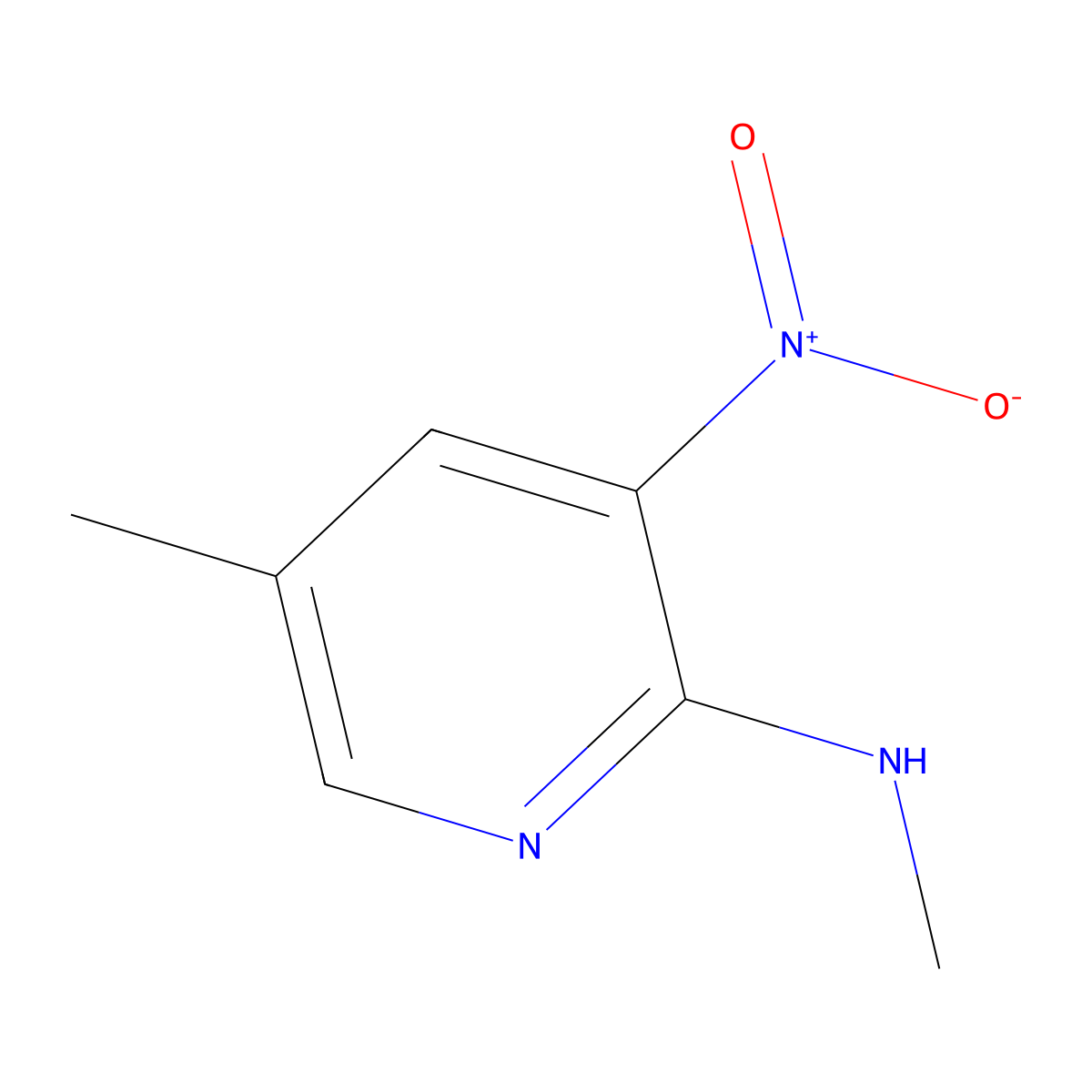 2-Methylamino-5-methyl-3-nitropyridine molecular structure, CAS 106690-38-4