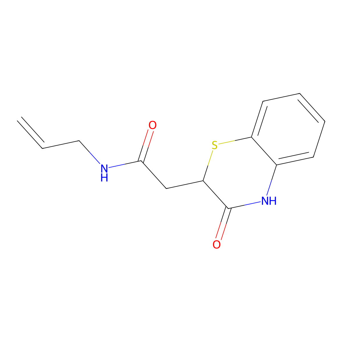 2H-1,4-Benzothiazine-2-acetamide, 3,4-dihydro-3-oxo-N-2-propenyl- molecular structure, CAS 106691-36-5