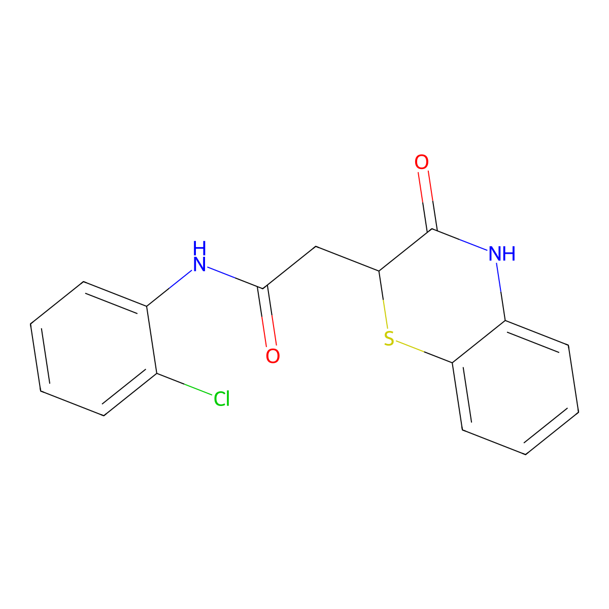 N-(2-Chlorophenyl)-3,4-dihydro-3-oxo-2H-1,4-benzothiazine-2-acetamide molecular structure, CAS 106691-39-8