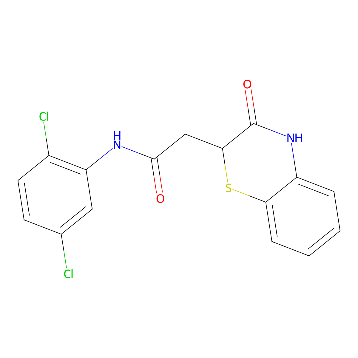N-(2,5-Dichlorophenyl)-2-(3-oxo-3,4-dihydro-2H-1,4-benzothiazin-2-yl)acetamide molecular structure, CAS 106691-41-2