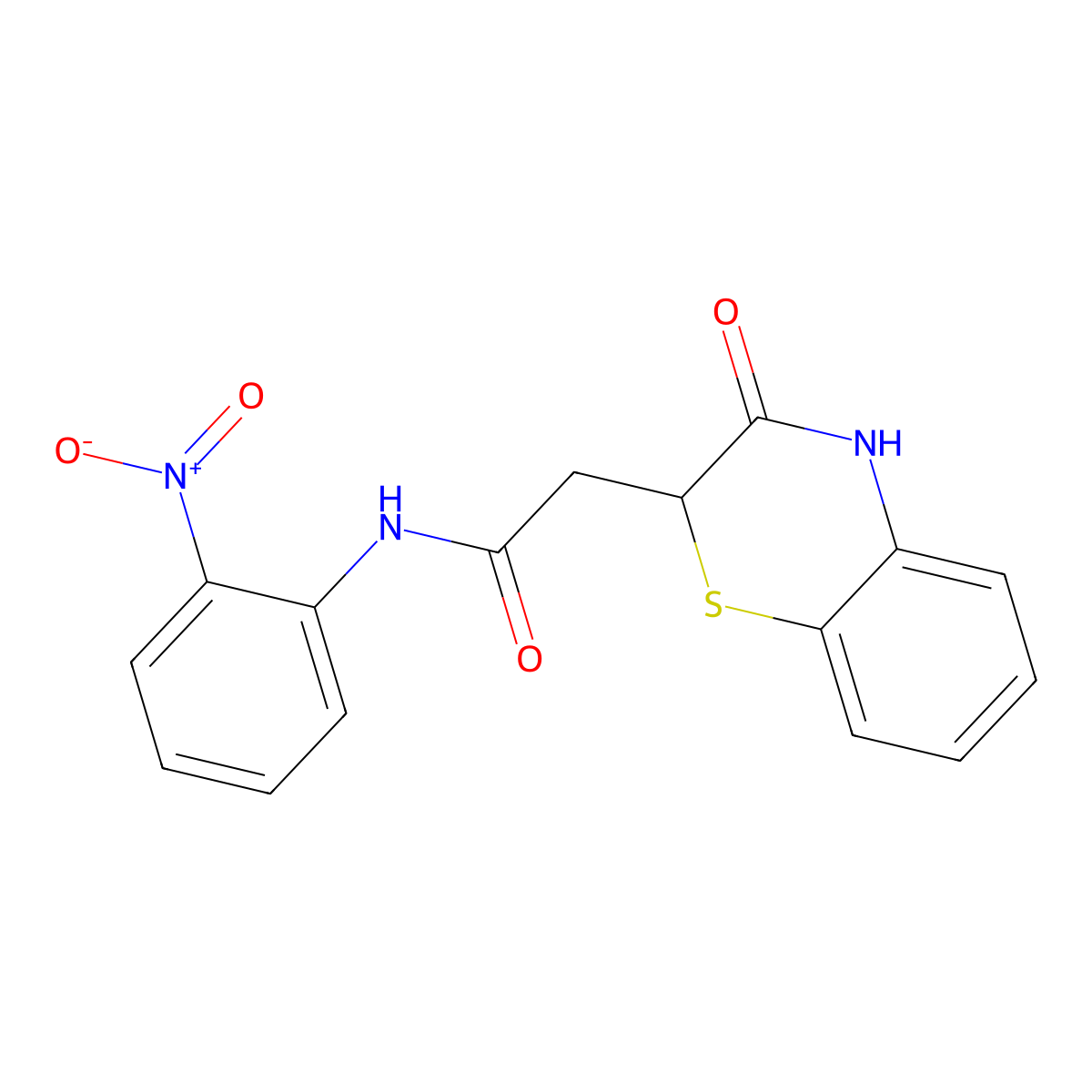 N-(2-nitrophenyl)-2-(3-oxo-3,4-dihydro-2H-1,4-benzothiazin-2-yl)acetamide molecular structure, CAS 106691-42-3