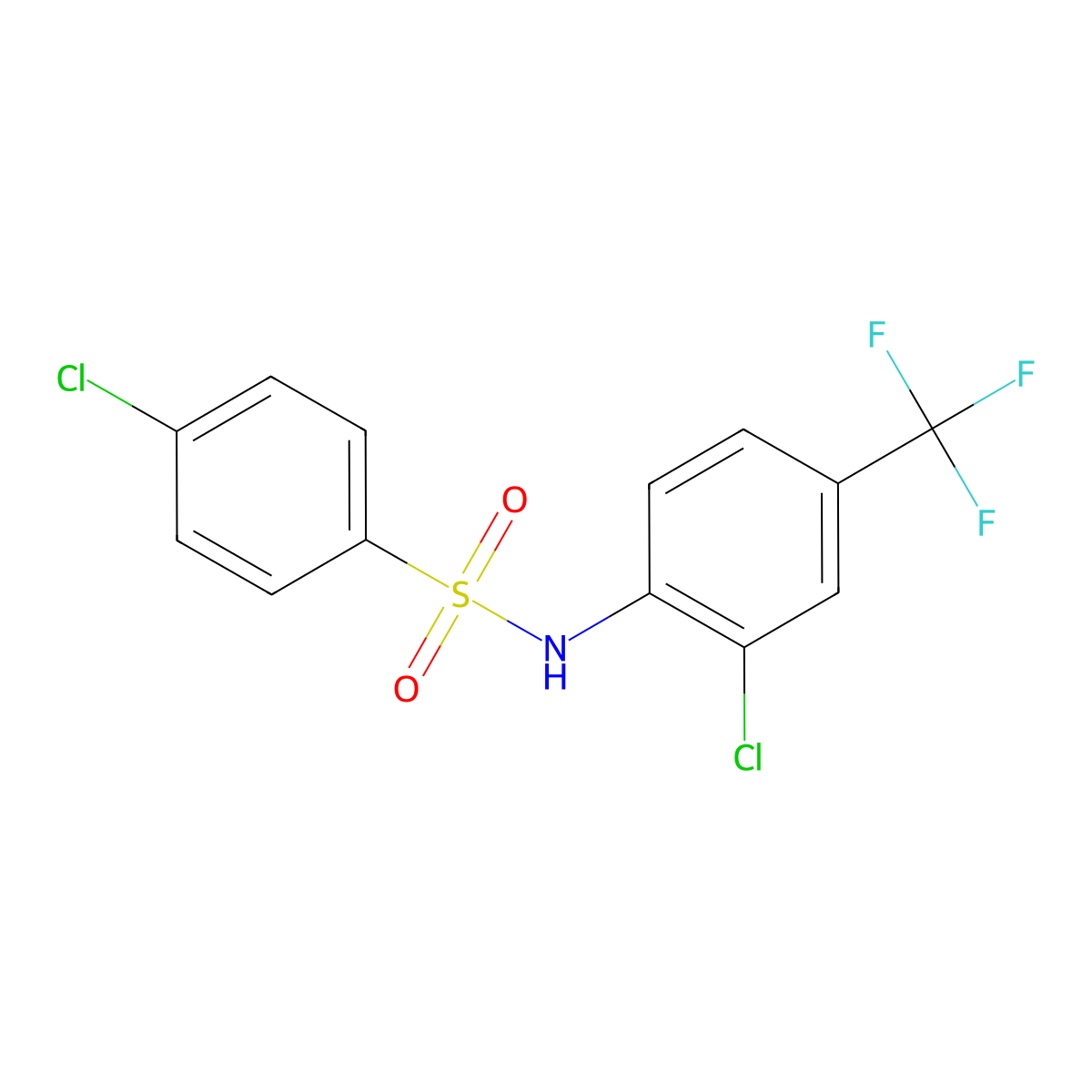 Benzenesulfonamide, 4-chloro-N-[2-chloro-4-(trifluoromethyl)phenyl]- molecular structure, CAS 106691-52-5