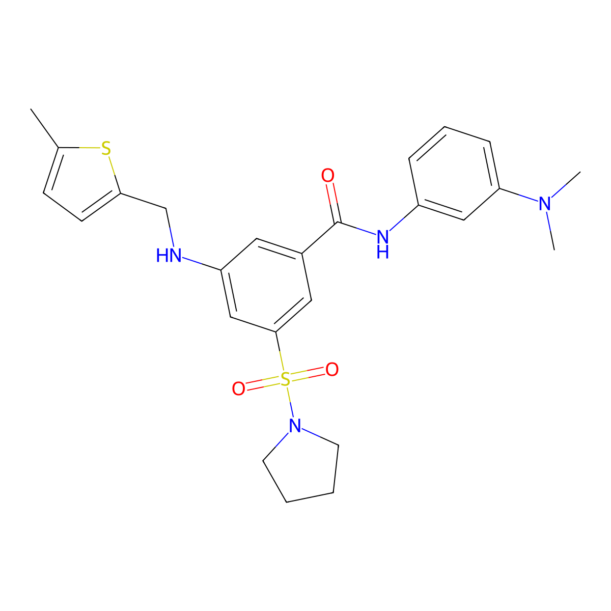 N-[3-(dimethylamino)phenyl]-3-{[(5-methyl-2-thienyl)methyl]amino}-5-(1-pyrrolidinylsulfonyl)benzamide molecular structure, CAS 1066920-63-5