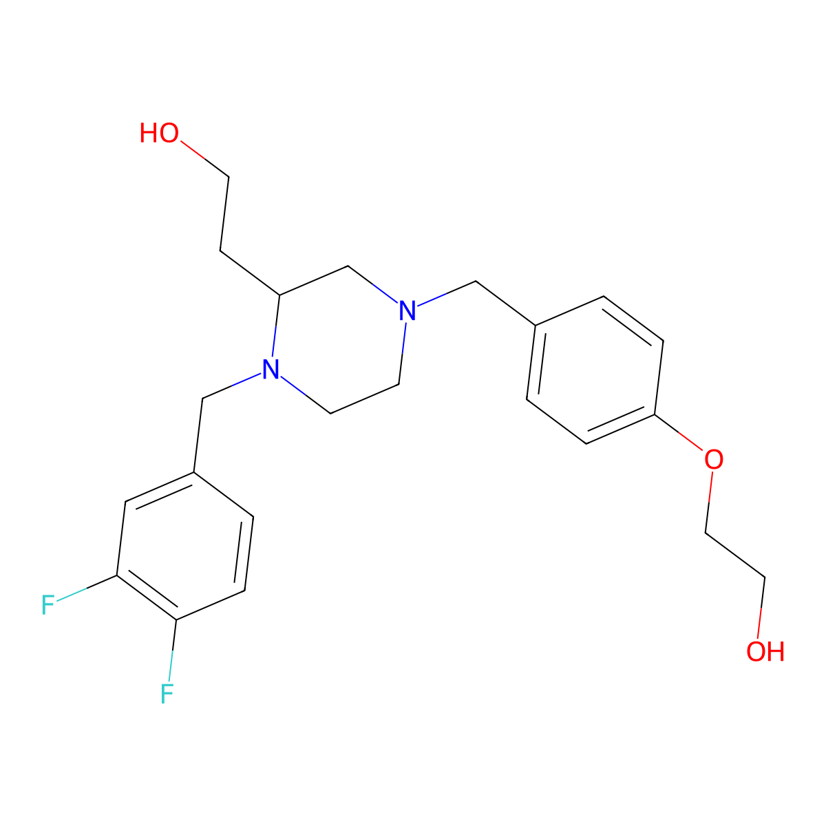 2-{1-(3,4-Difluorobenzyl)-4-[4-(2-hydroxyethoxy)benzyl]-2-piperazinyl}ethanol molecular structure, CAS 1066982-03-3