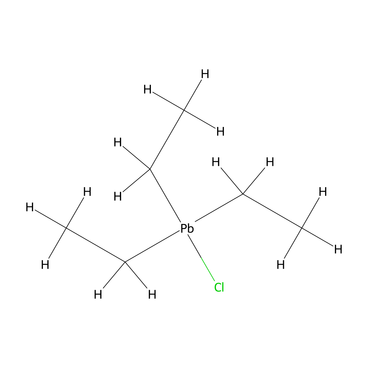 Triethyllead chloride molecular structure, CAS 1067-14-7