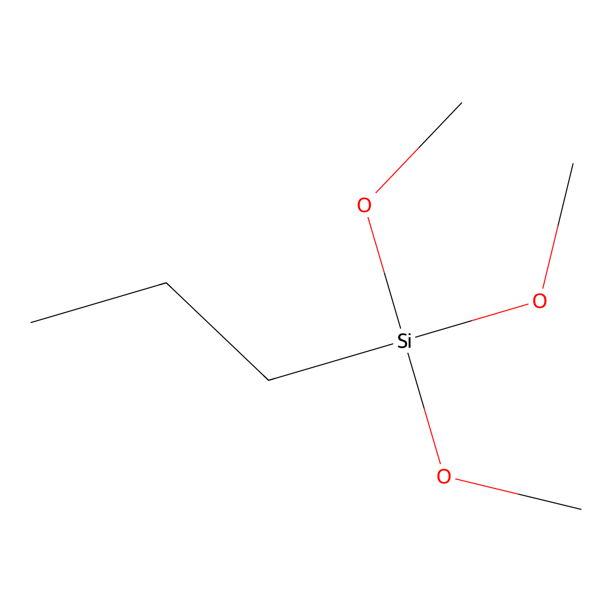 Propyltrimethoxysilane molecular structure, CAS 1067-25-0