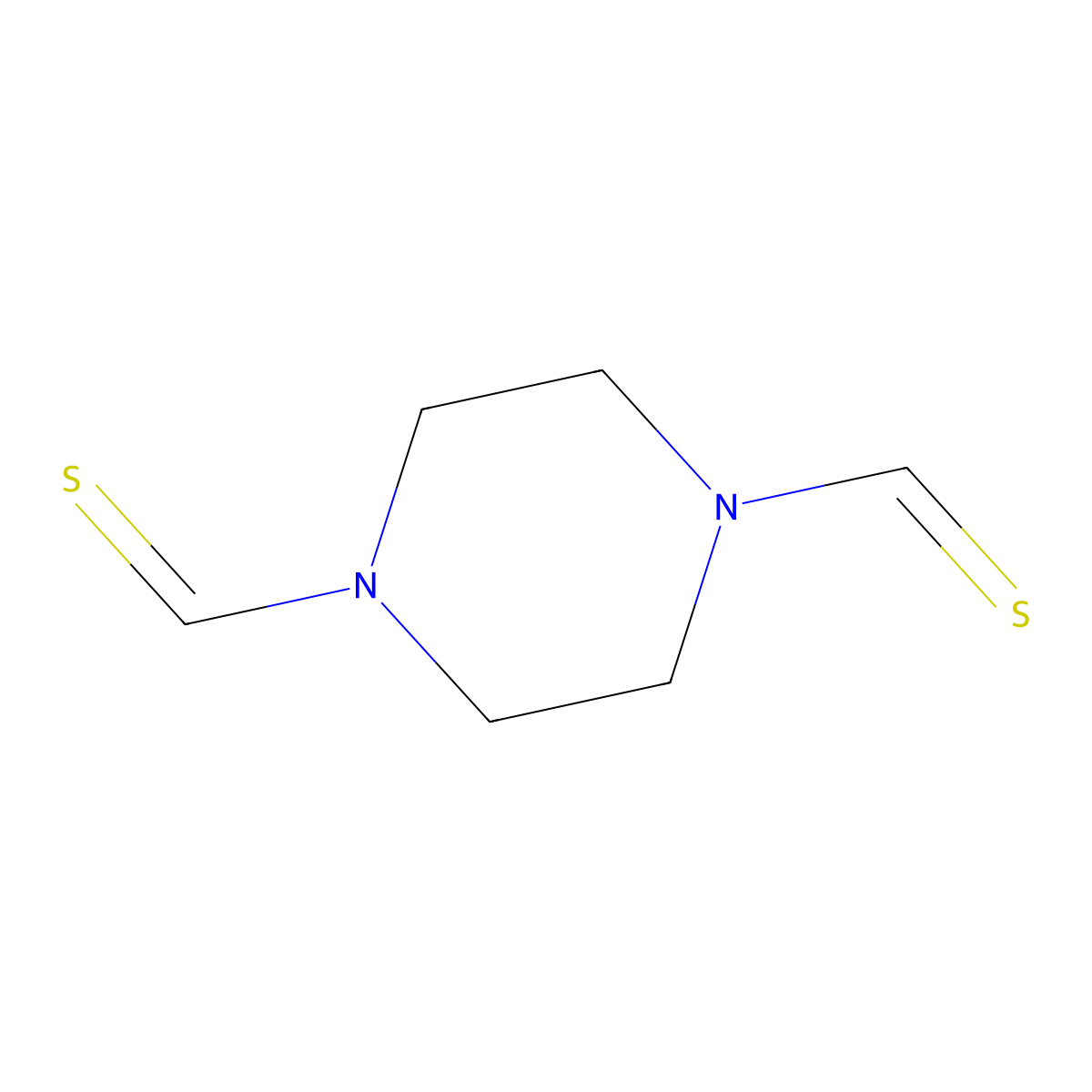 Piperazine-1,4-dicarbothialdehyde molecular structure, CAS 106712-06-5