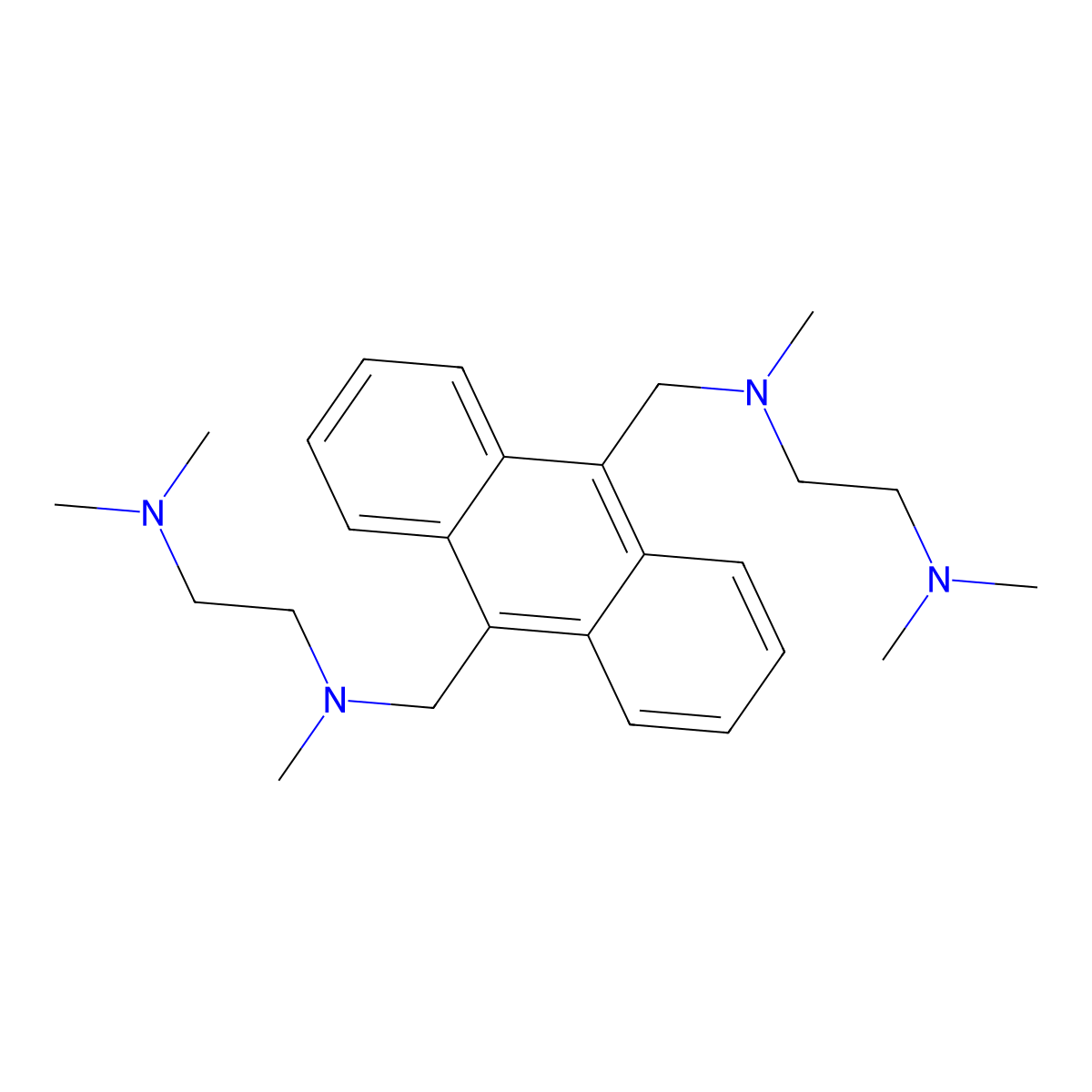 9,10-Bis[N-[2-(dimethylamino)ethyl]methylaminomethyl]anthracene molecular structure, CAS 106712-13-4