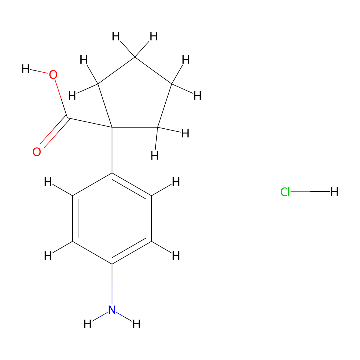 1-(4-Aminophenyl)cyclopentane-1-carboxylicacidhydrochloride molecular structure, CAS 1067192-34-0