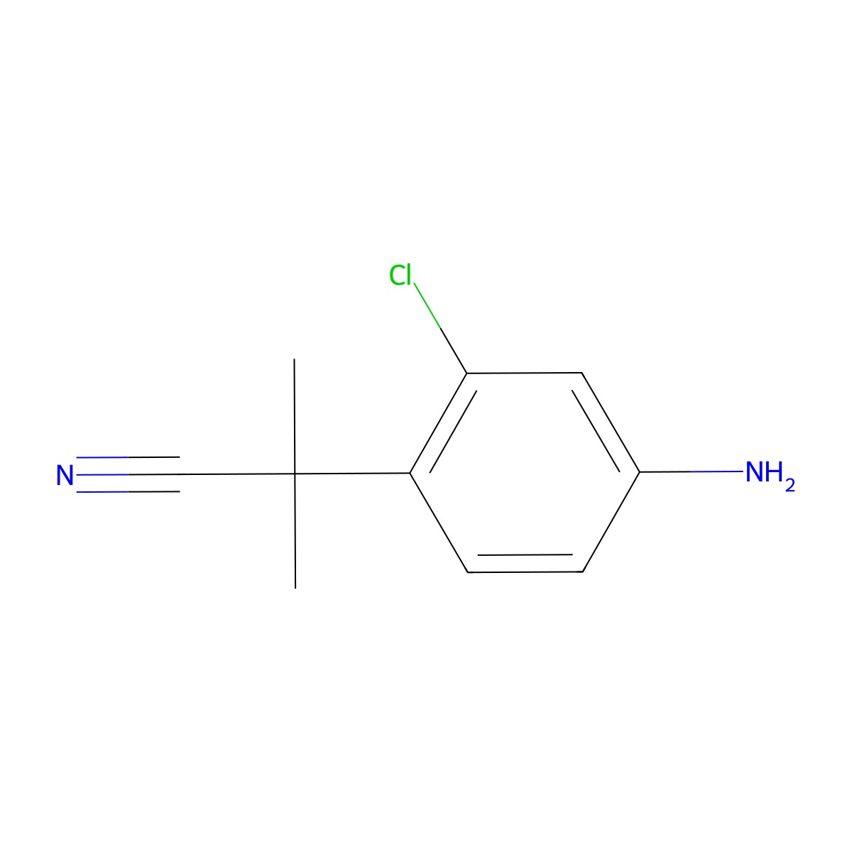 2-(4-Amino-2-chlorophenyl)-2-methylpropanenitrile molecular structure, CAS 1067192-60-2