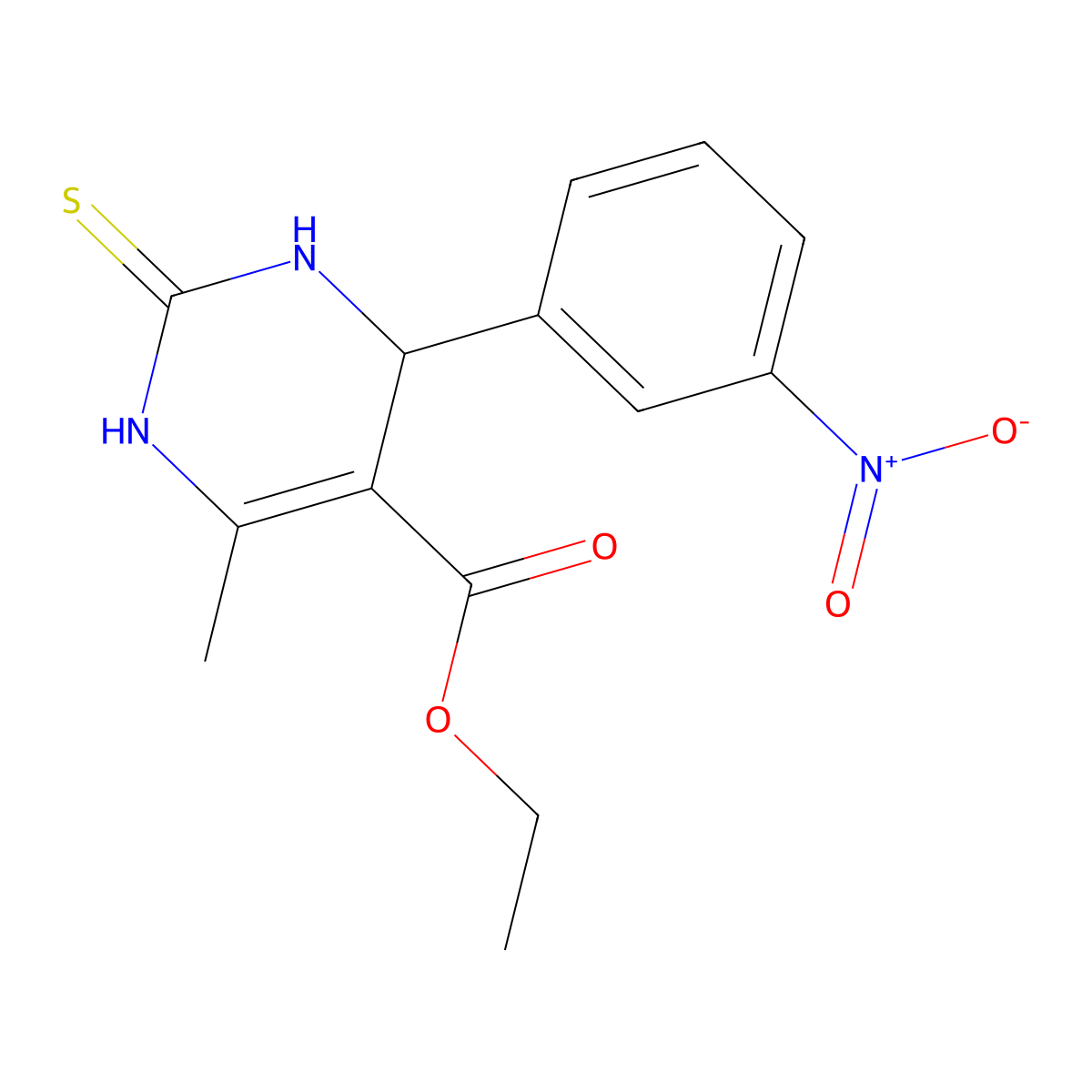 Ethyl 6-methyl-4-(3-nitrophenyl)-2-thioxo-1,2,3,4-tetrahydropyrimidine-5-carboxylate molecular structure, CAS 106720-50-7