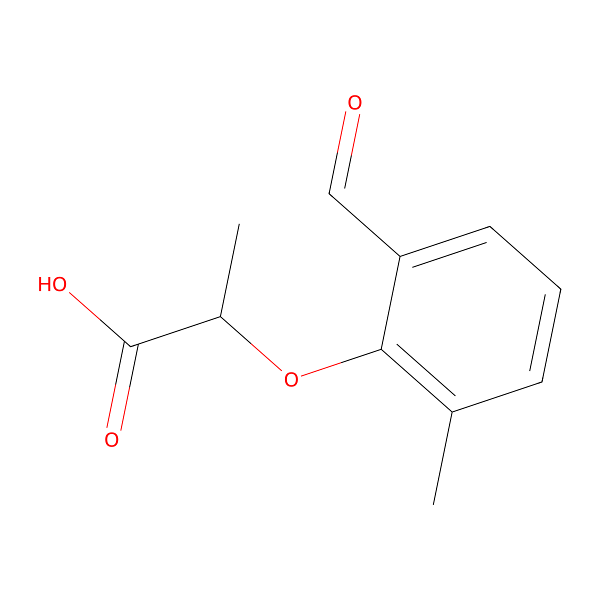 2-(2-formyl-6-methylphenoxy)Propanoic acid molecular structure, CAS 1067225-58-4