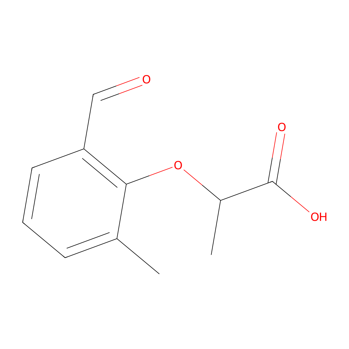 2-(2-formyl-6-methylphenoxy)Propanoic acid molecular structure, CAS 1067225-58-4